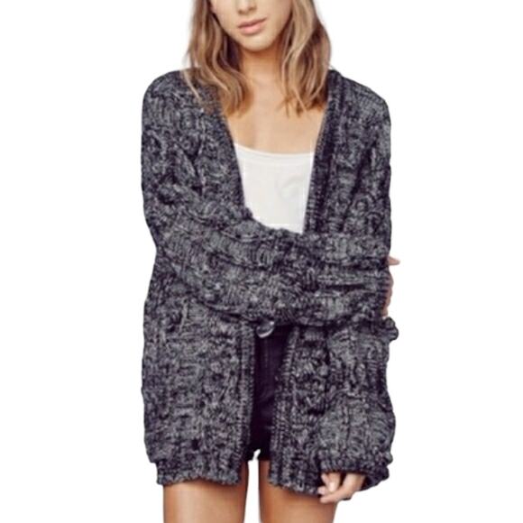 FOR LOVE & LEMONS Knitz oversized knobby chunky cable knit cardigan sweater Sz S - Picture 3 of 10
